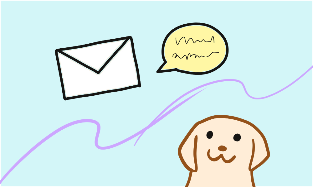 犬と手紙のイラスト