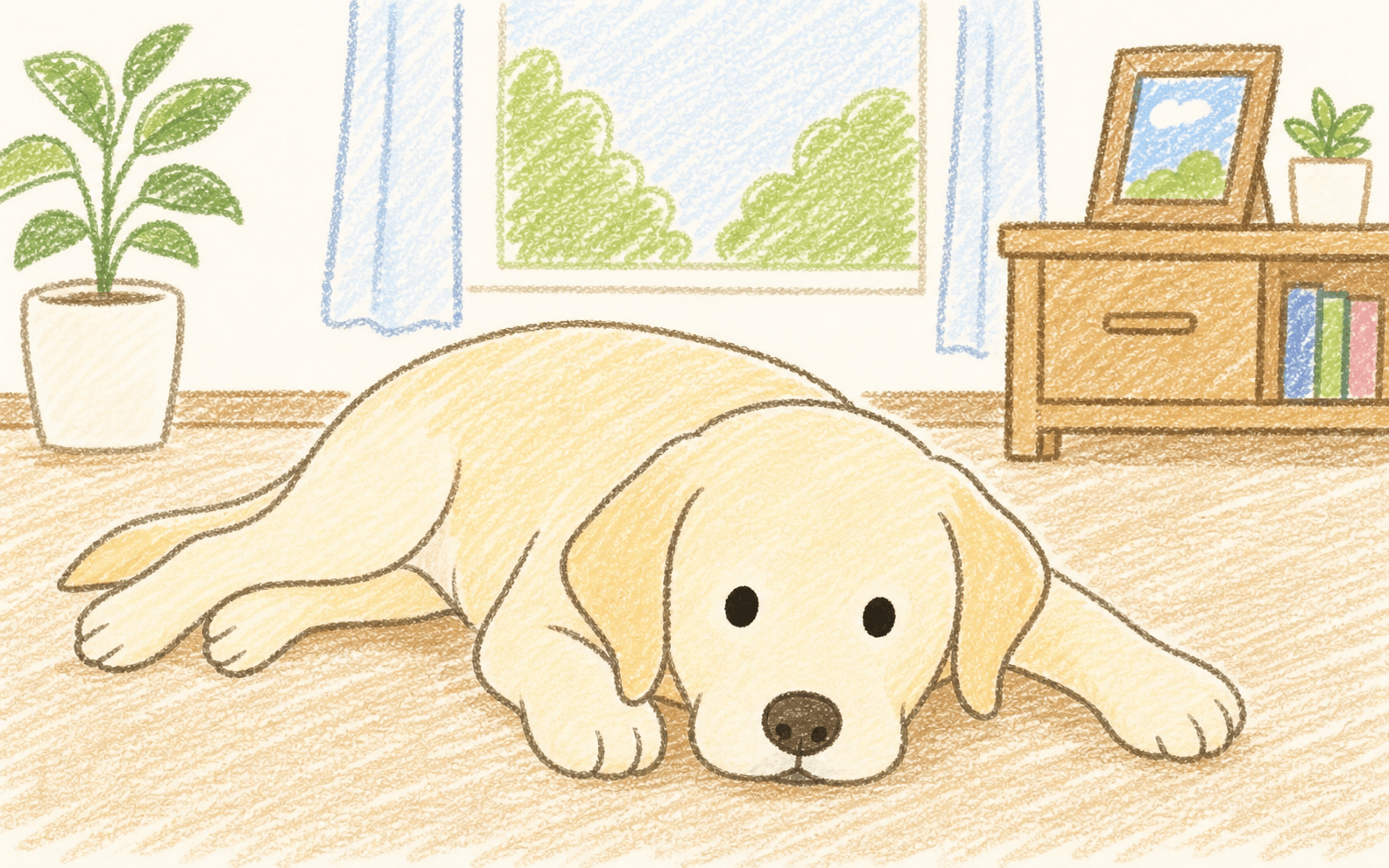 部屋でくつろぐ犬